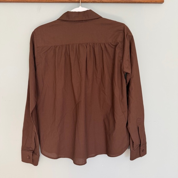 A Shirt Thing "Celeste" Cabo Chocolate Cotton Long Sleeve Popover Blouse Top - Picture 8 of 14